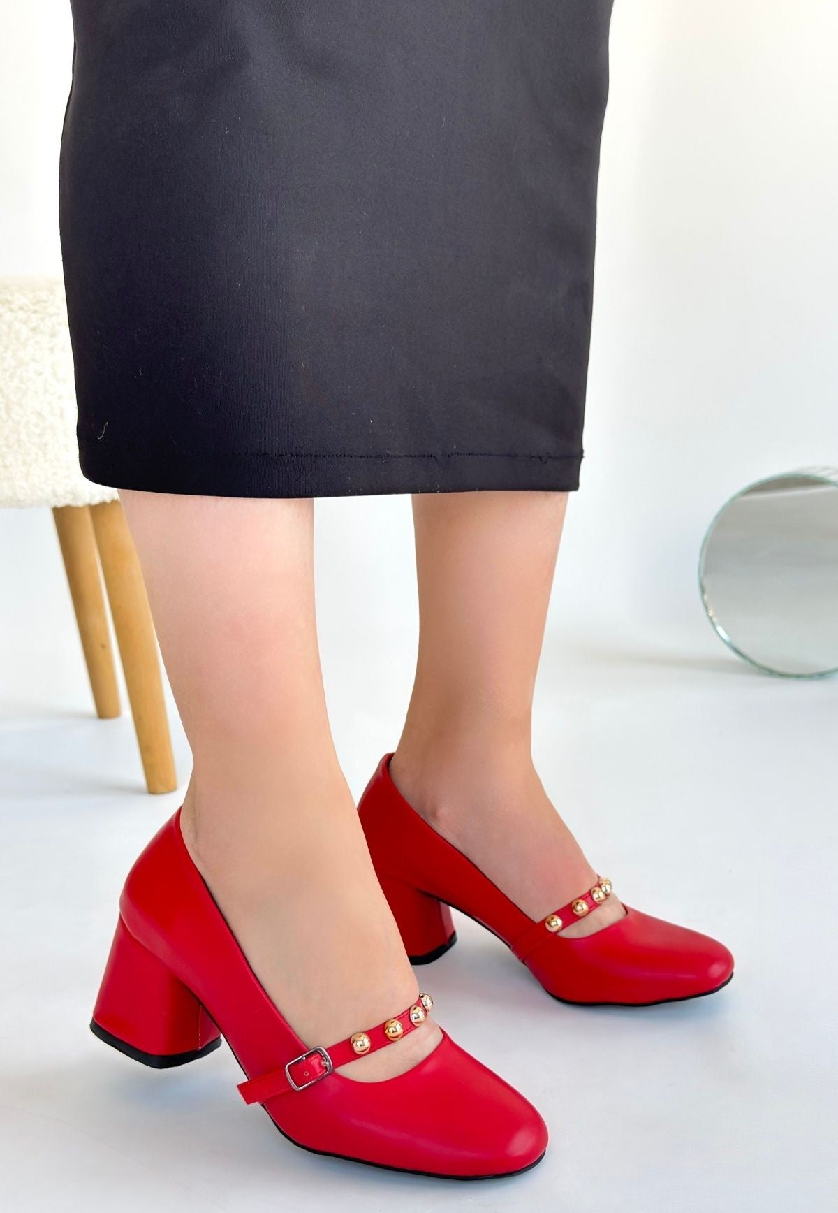 Tino Kırmızı Cilt Topuklu Ayakkabı