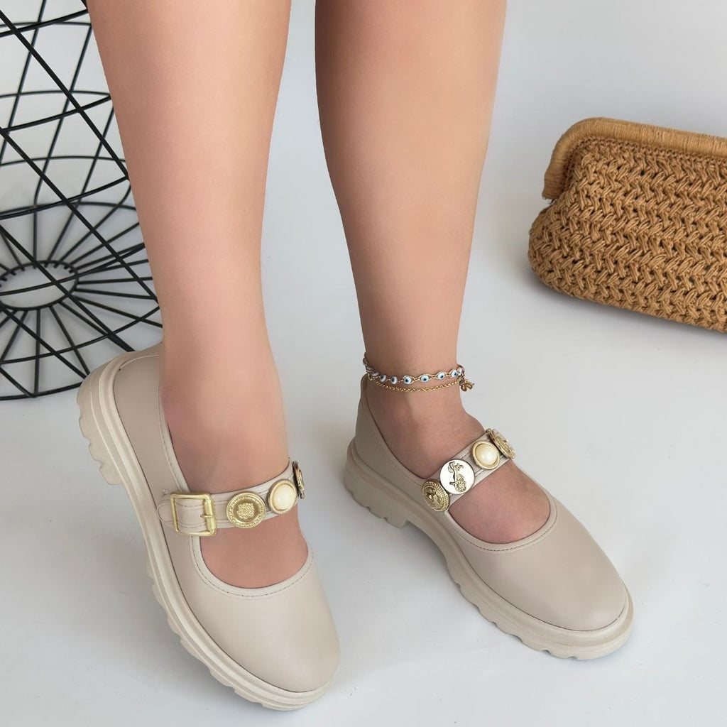 Okira Bej Cilt Oxford Ayakkabı