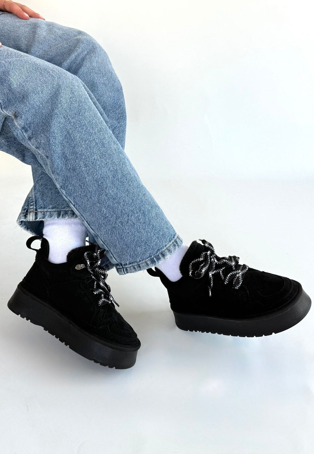 Muden Siyah Süet Bağcıklı Bot