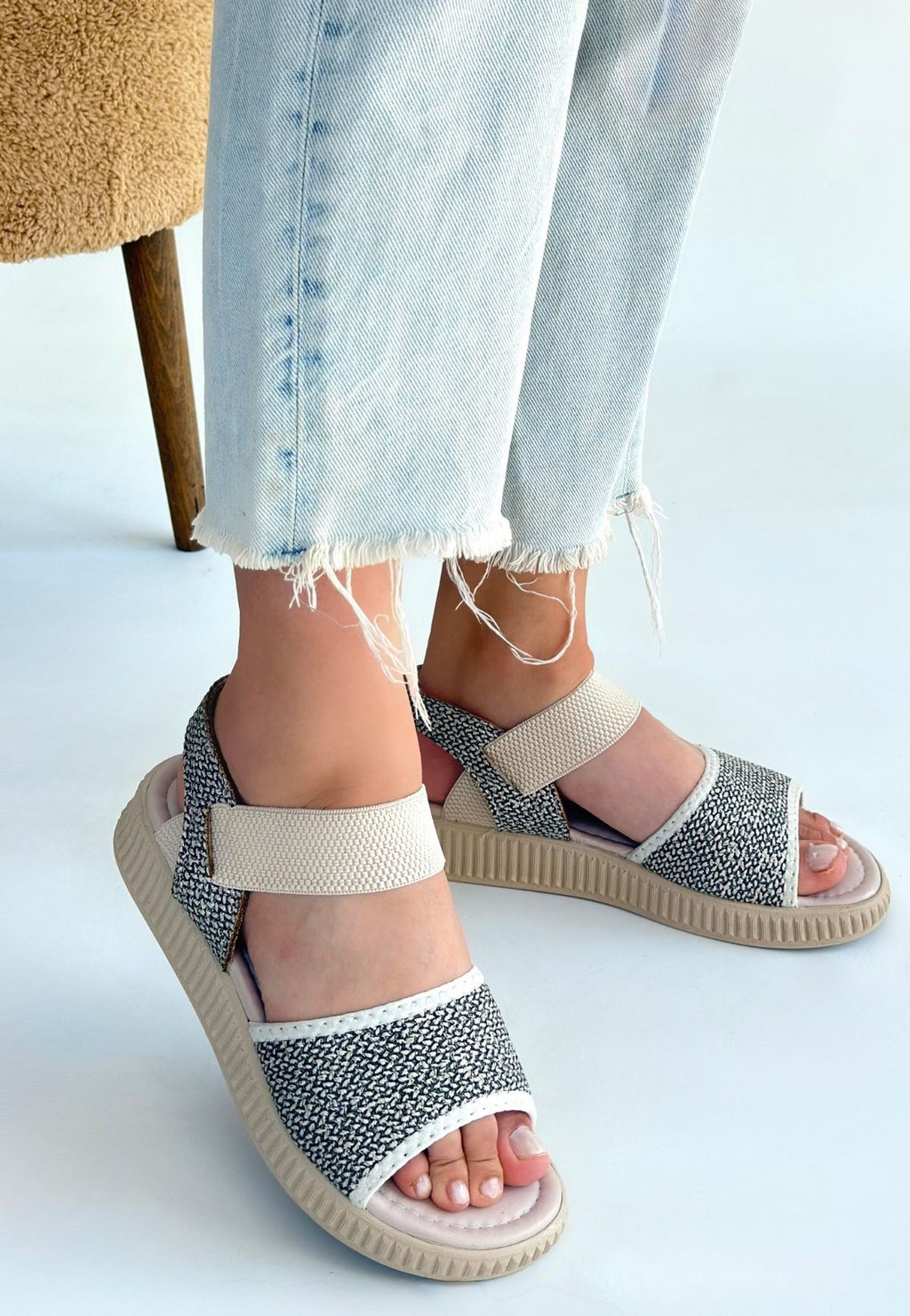 Jake Yeşil Hasır Cilt Sandalet