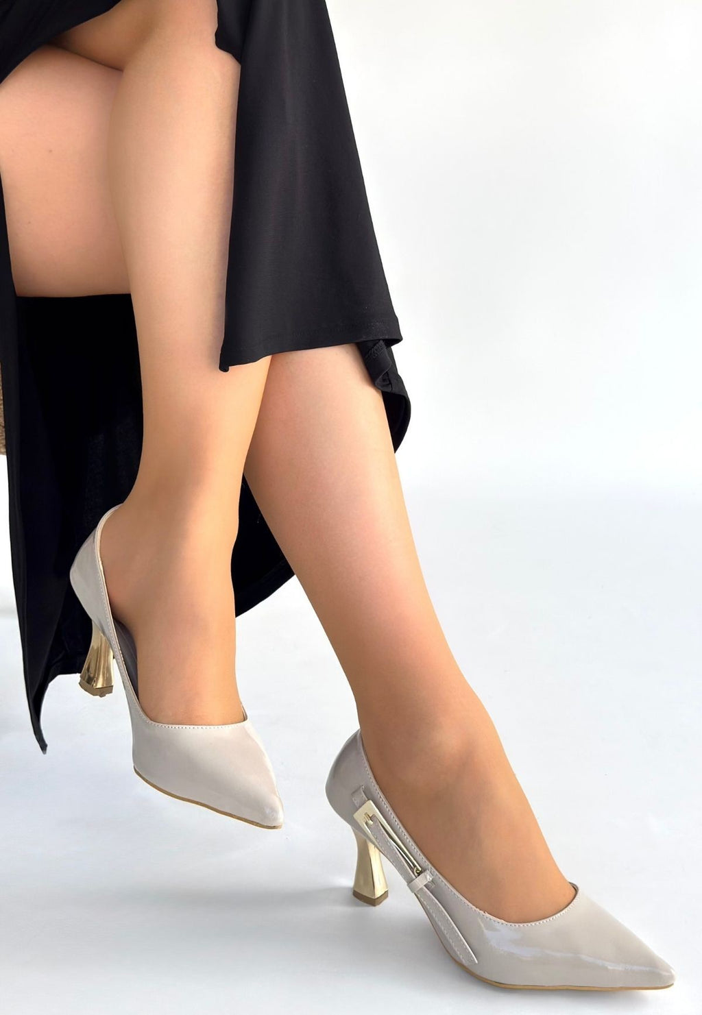 Motya Bej Rugan Topuklu Ayakkabı